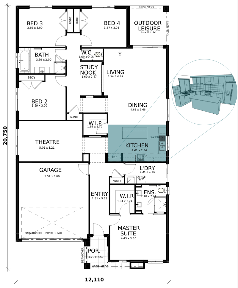 Dusk floorplan option: Kitchen Layout