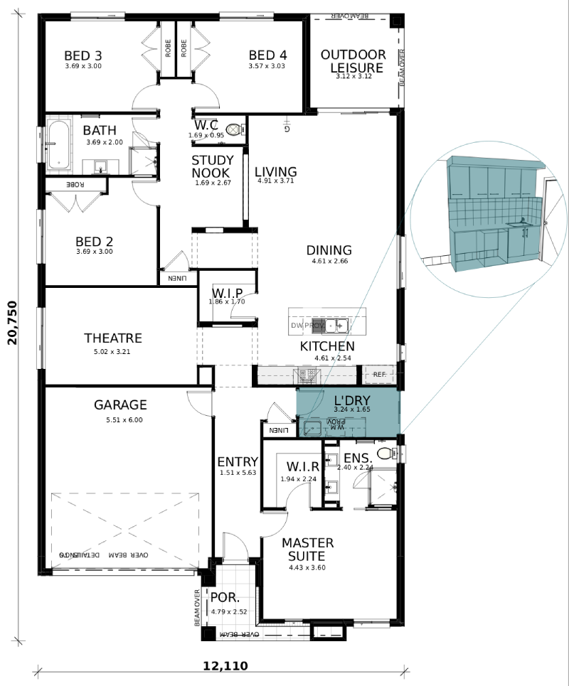 Dusk floorplan option: Laundry Overhead Cabinetry