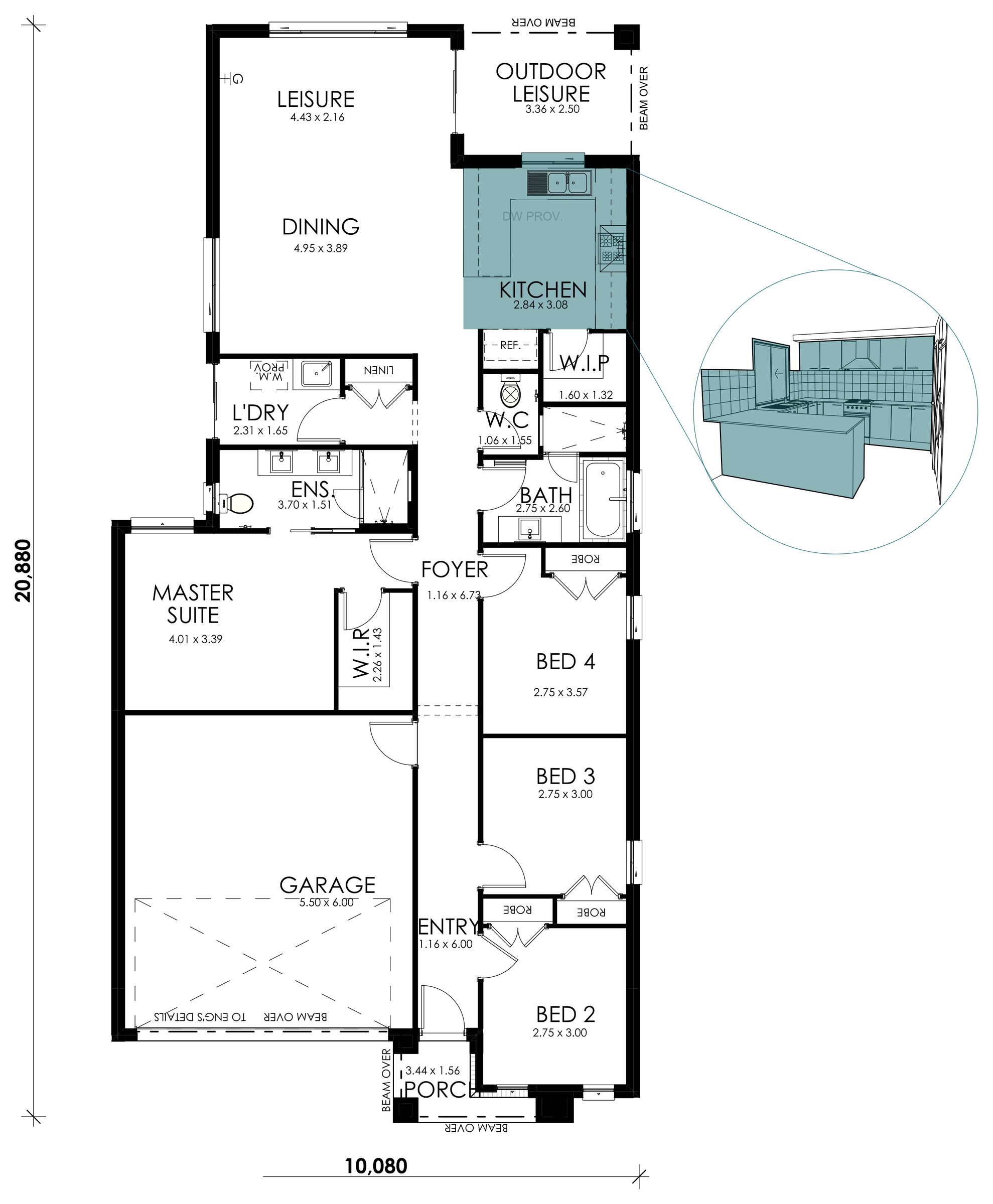 Horizon floorplan option: Alternate Kitchen