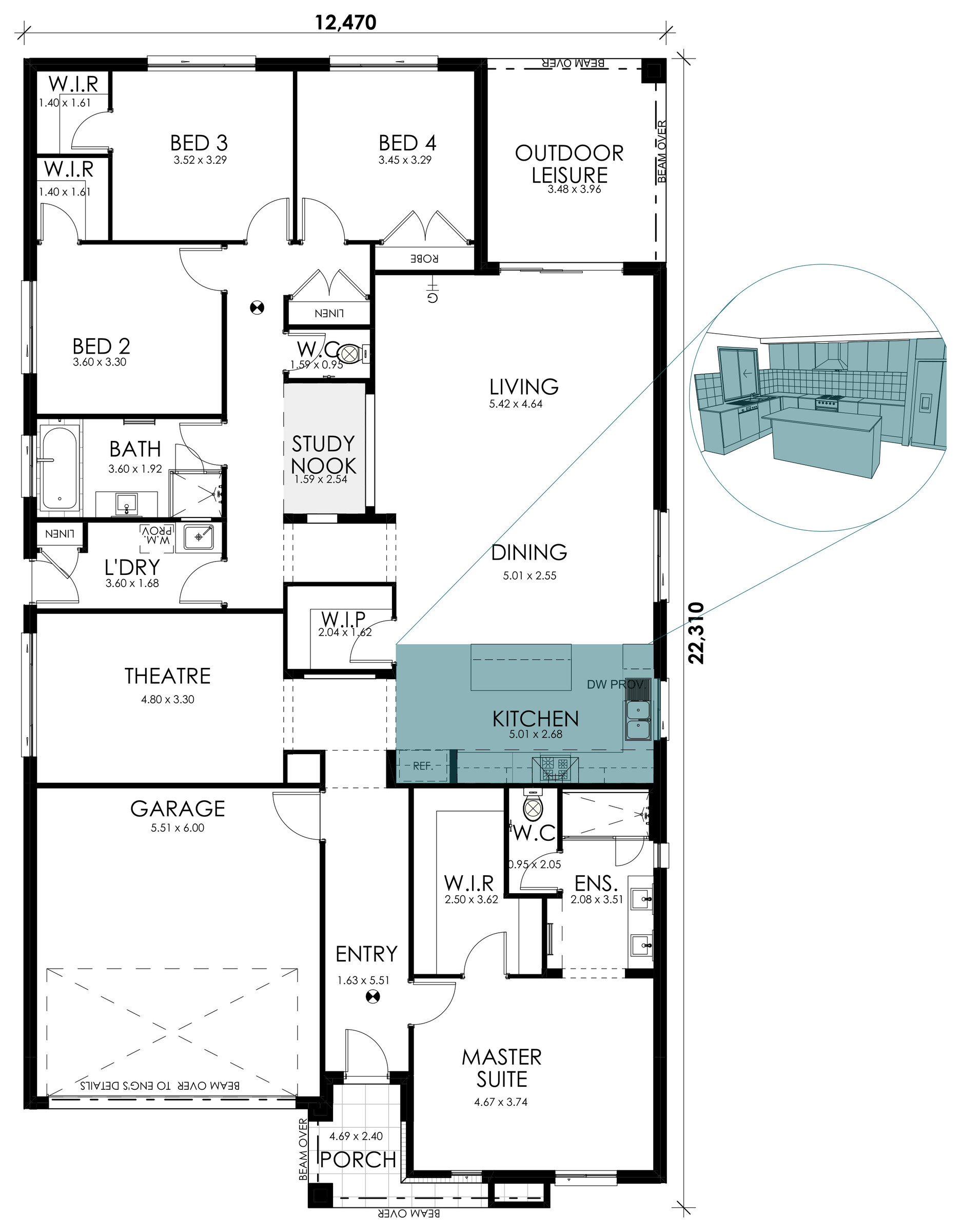 Aurelia floorplan option: Alternate Kitchen