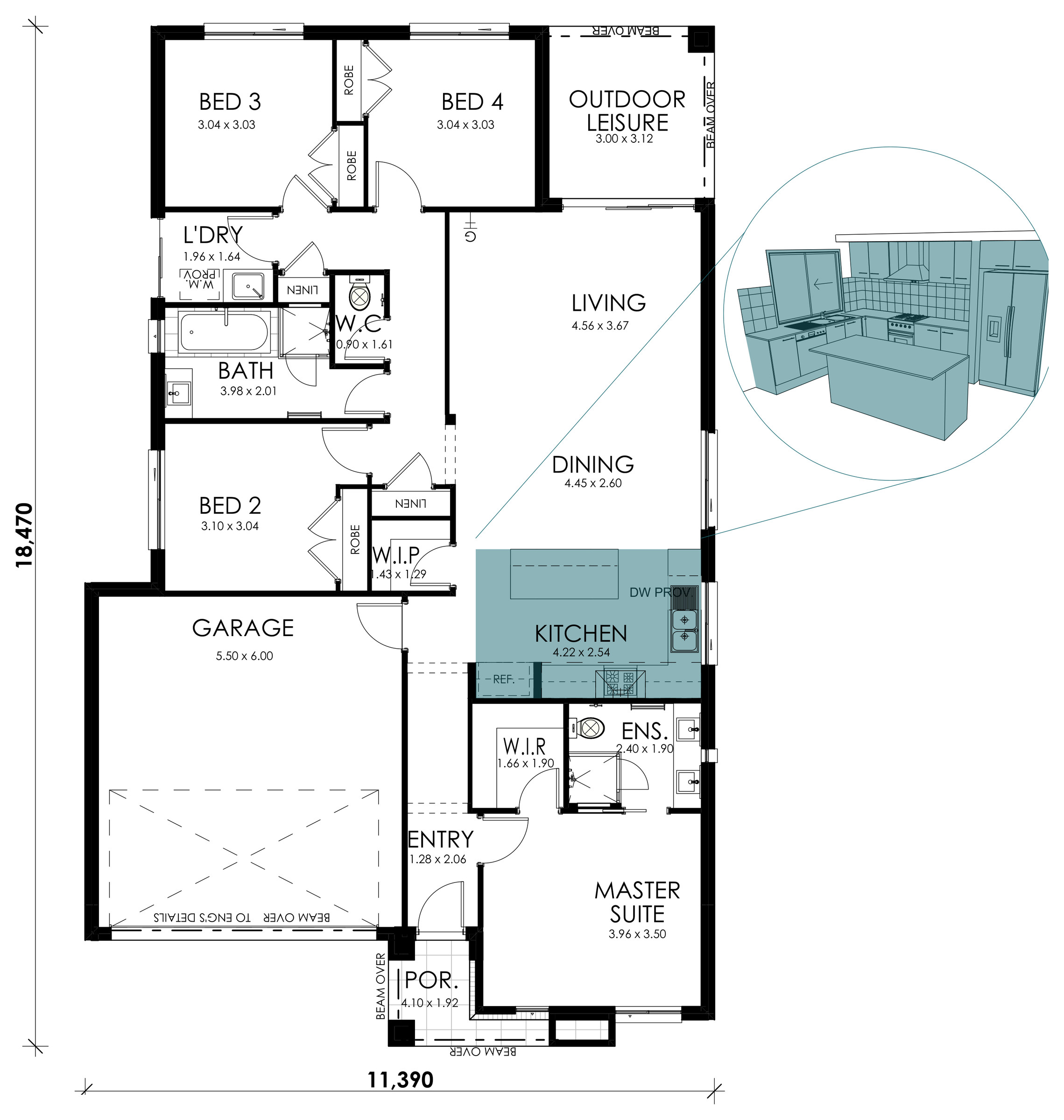 Amber floorplan option: Alternate Kitchen
