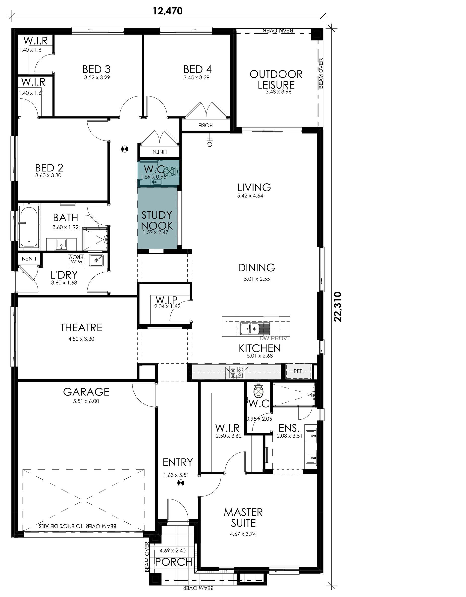 Aurelia floorplan option: Basin to W.C