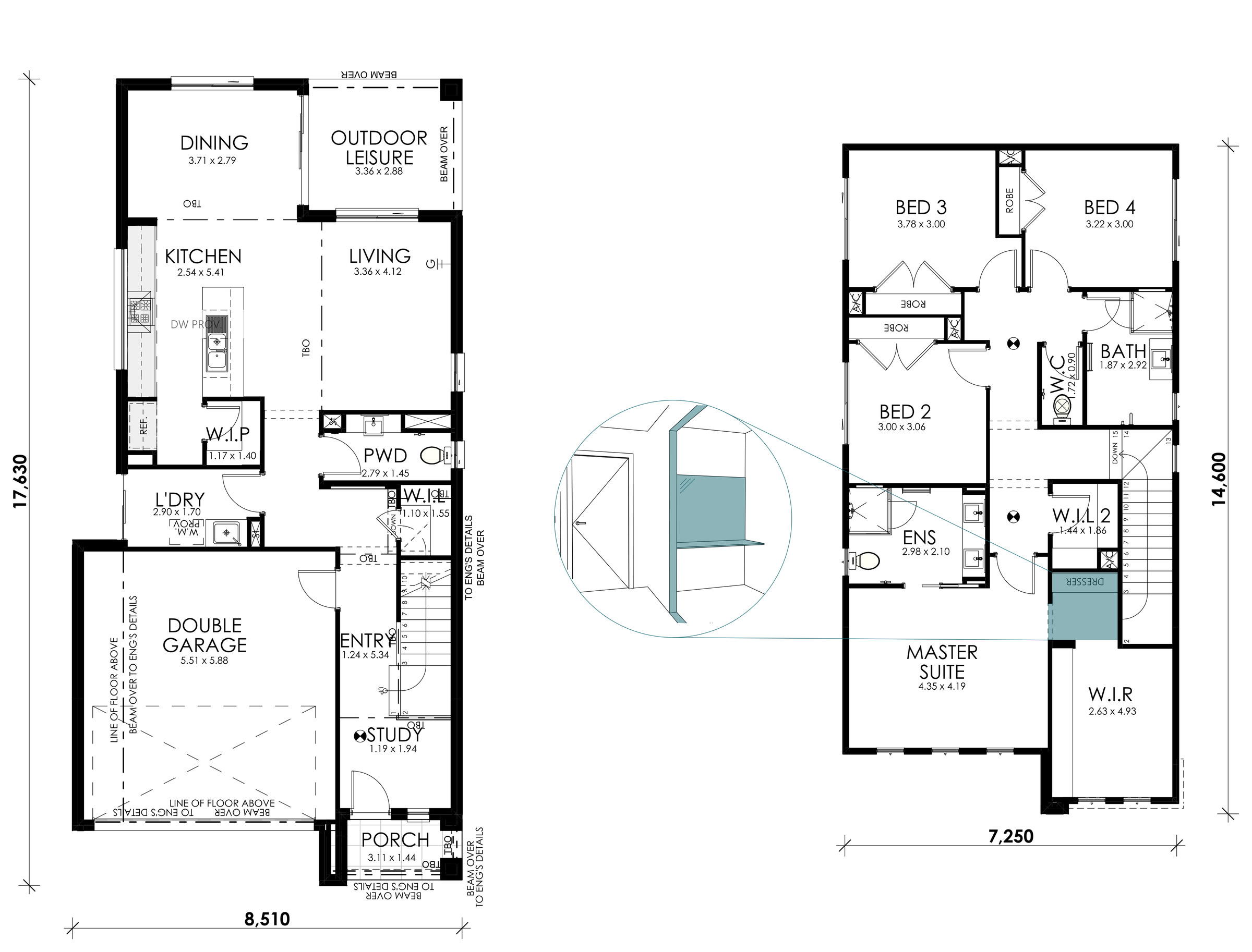 Sienna floorplan option: Dresser to Master WIR