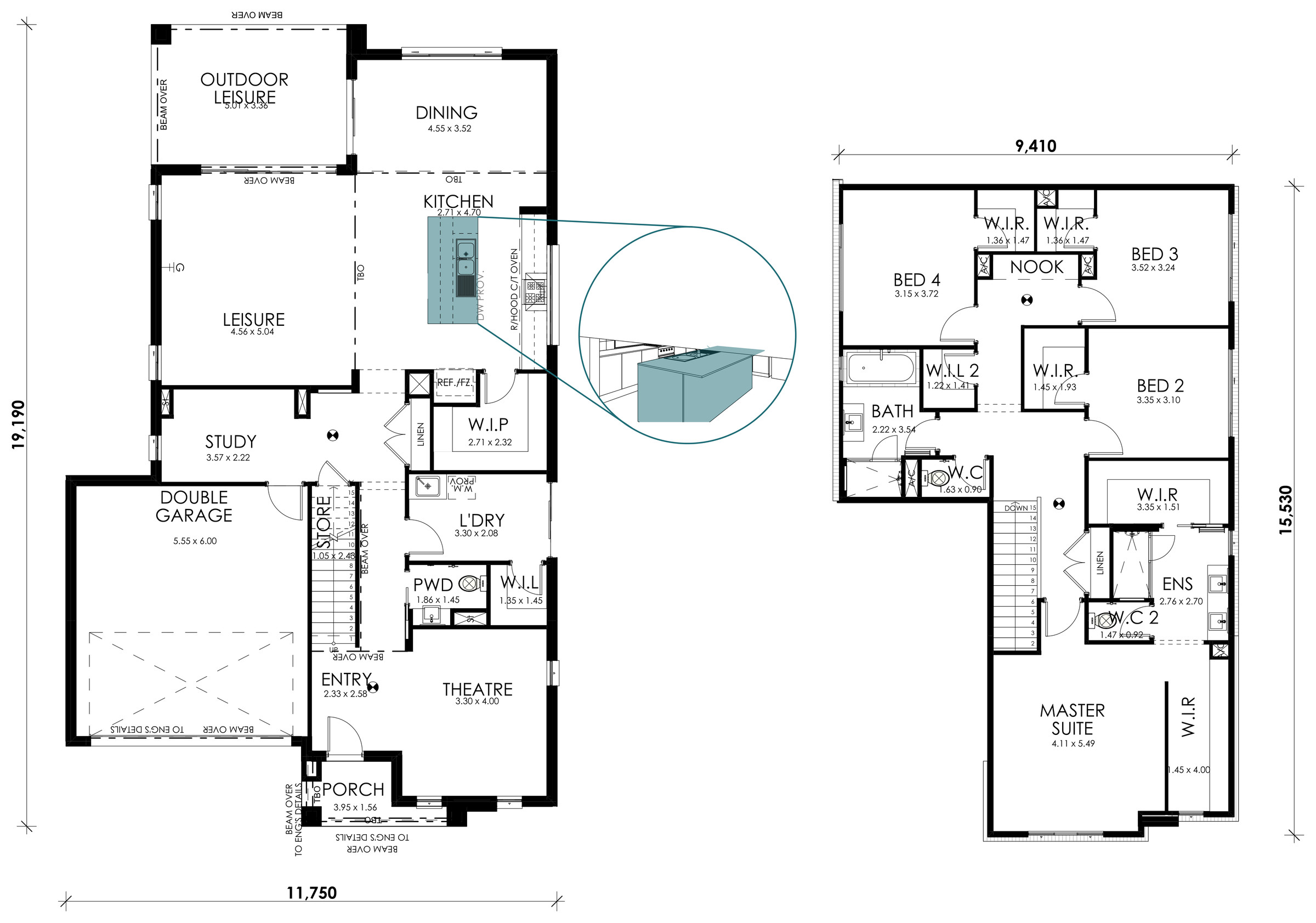 Coastline floorplan option: Grand Kitchen Island