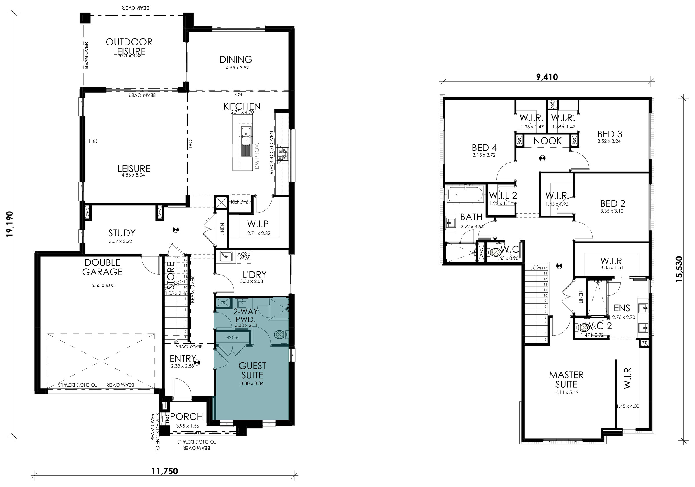 Coastline floorplan option: Guest Suite