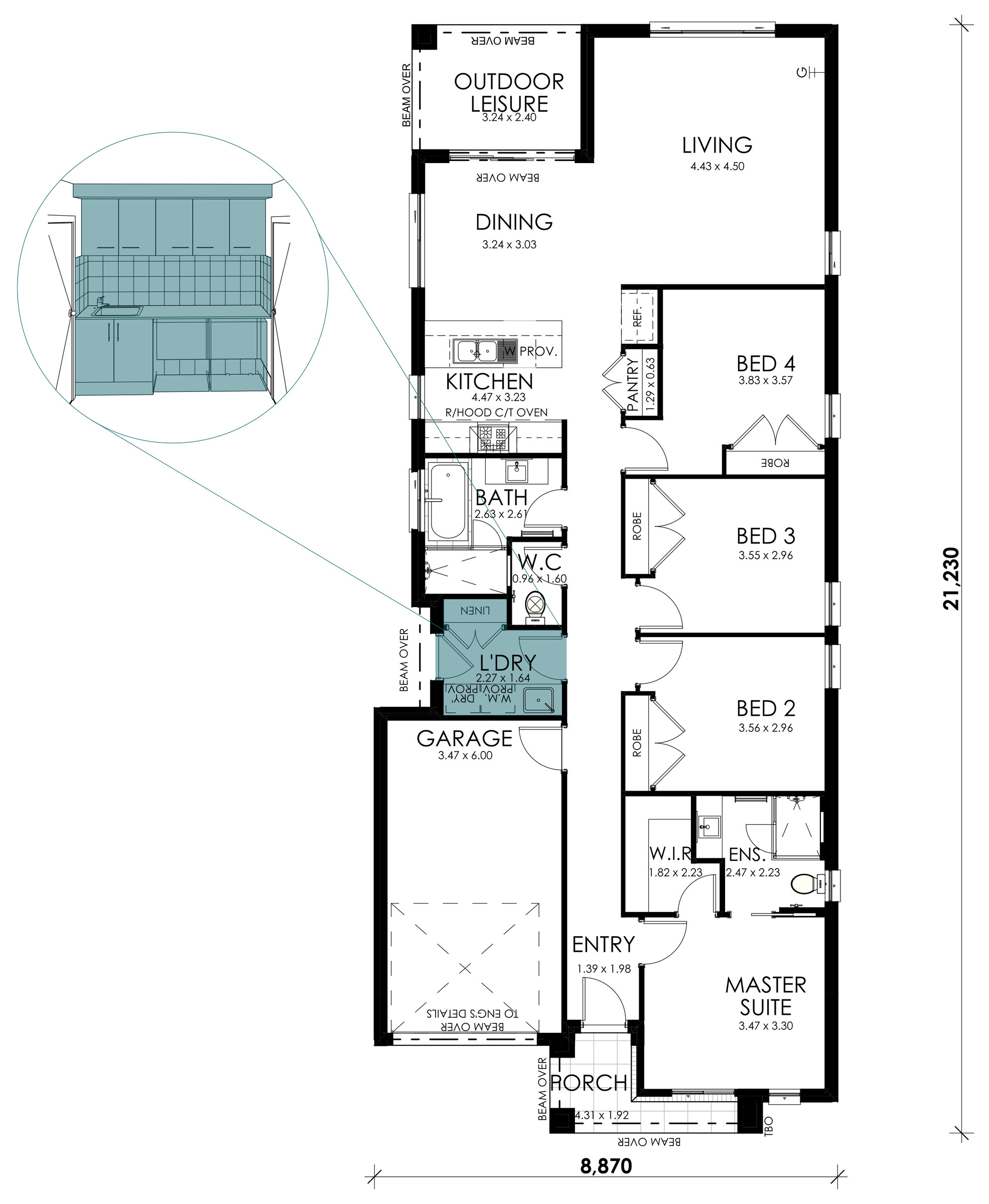 Rainwood floorplan option: Laundry Fitout with Overhead Cabinetry