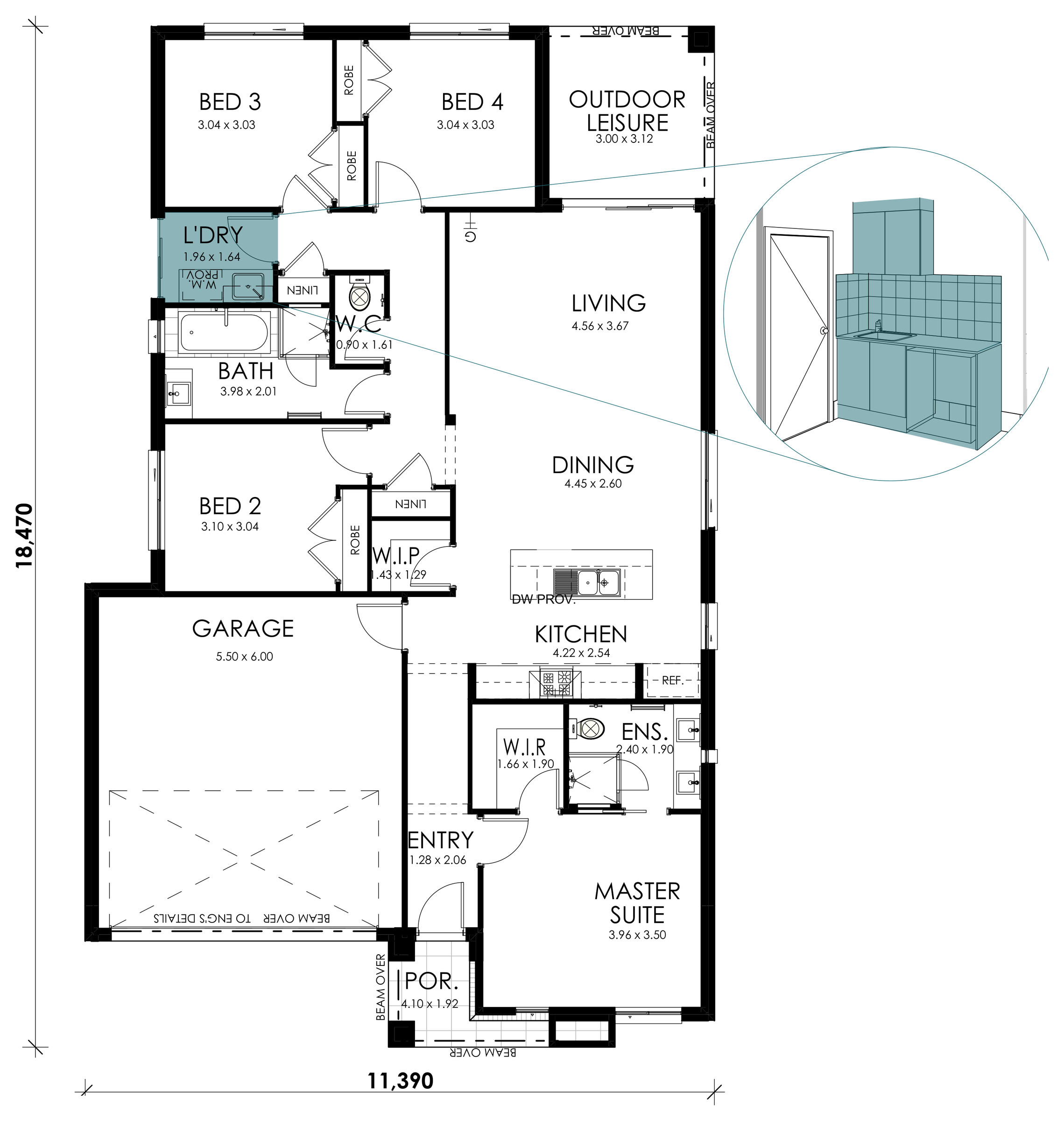 Amber floorplan option:  Laundry Fitout Overhead Cabinetry