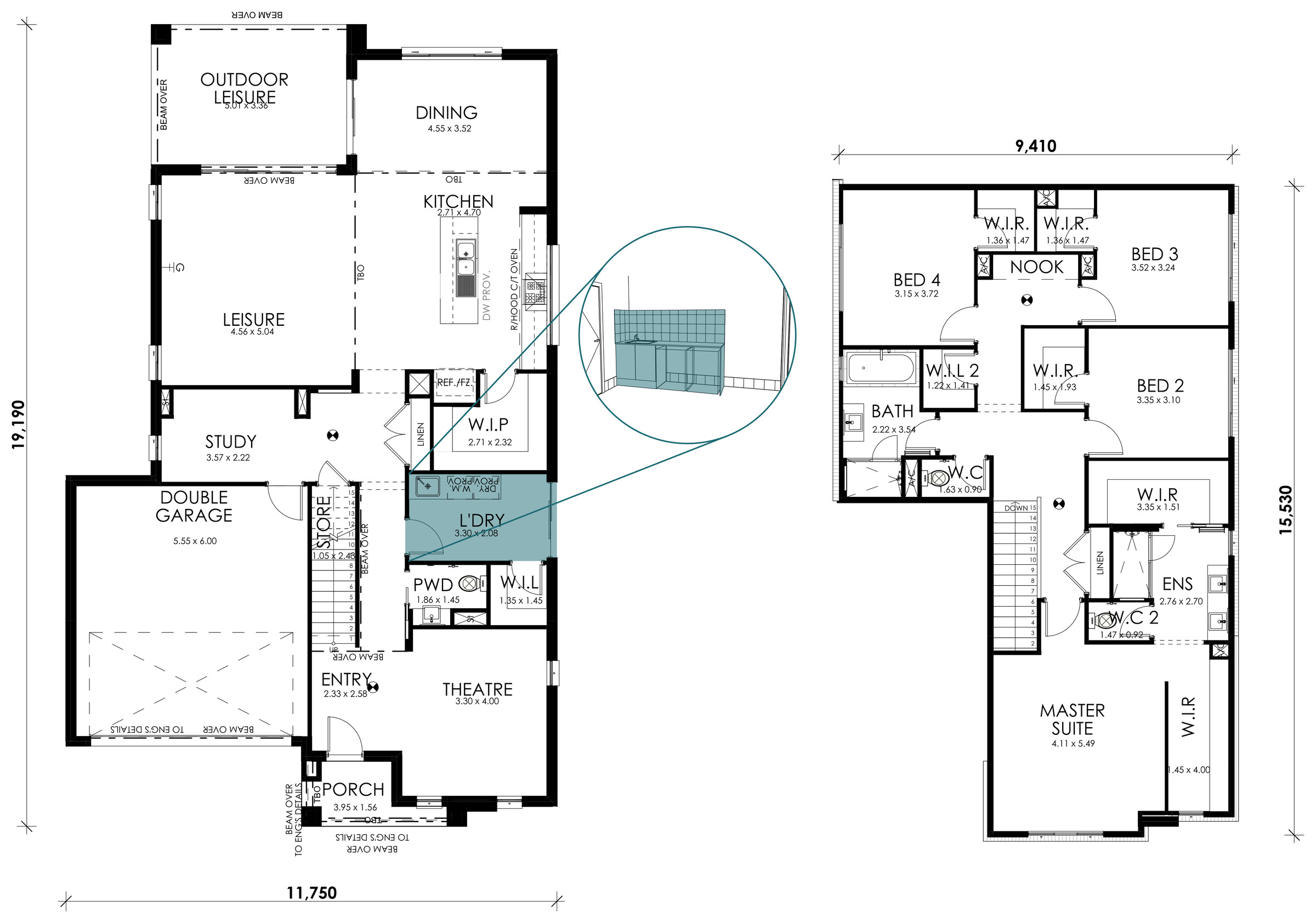 Coastline floorplan option: Laundry Fitout