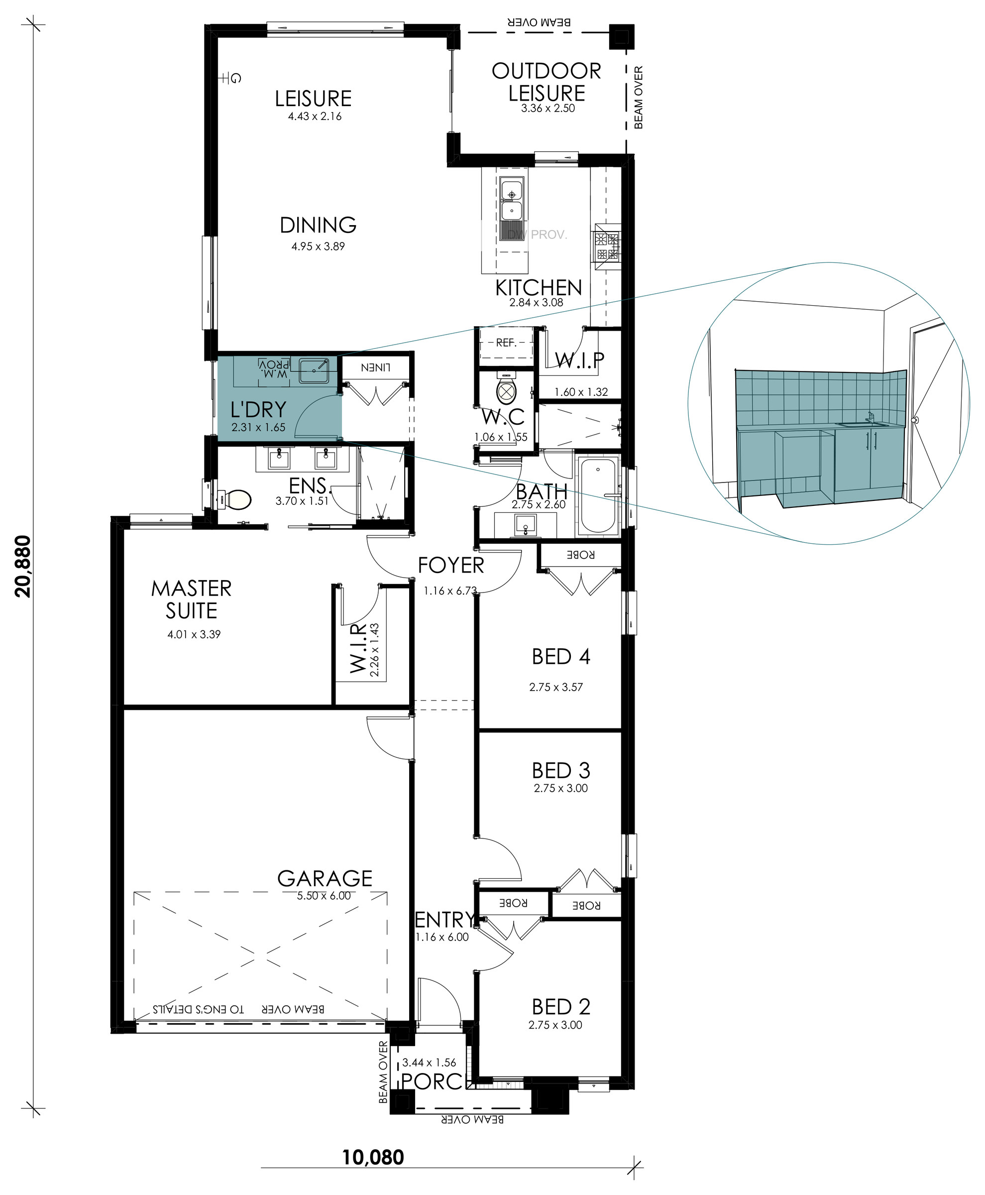 Horizon floorplan option: Laundry Fitout