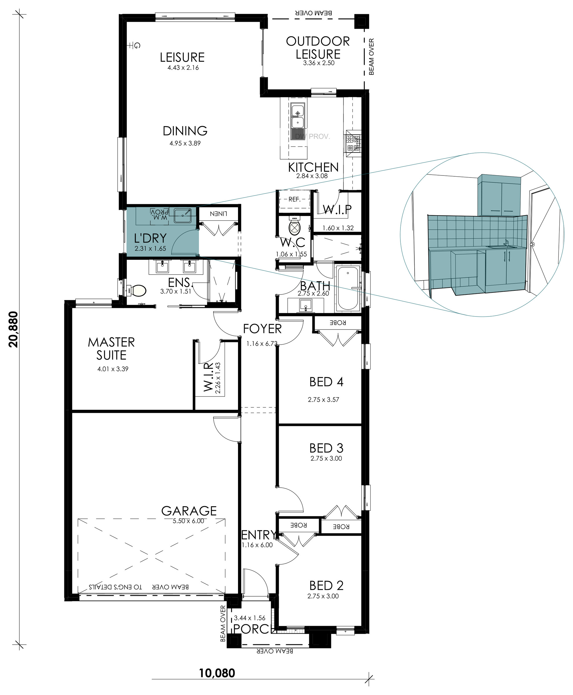 Horizon floorplan option: Laundry Fitout with Overhead Cabinetry