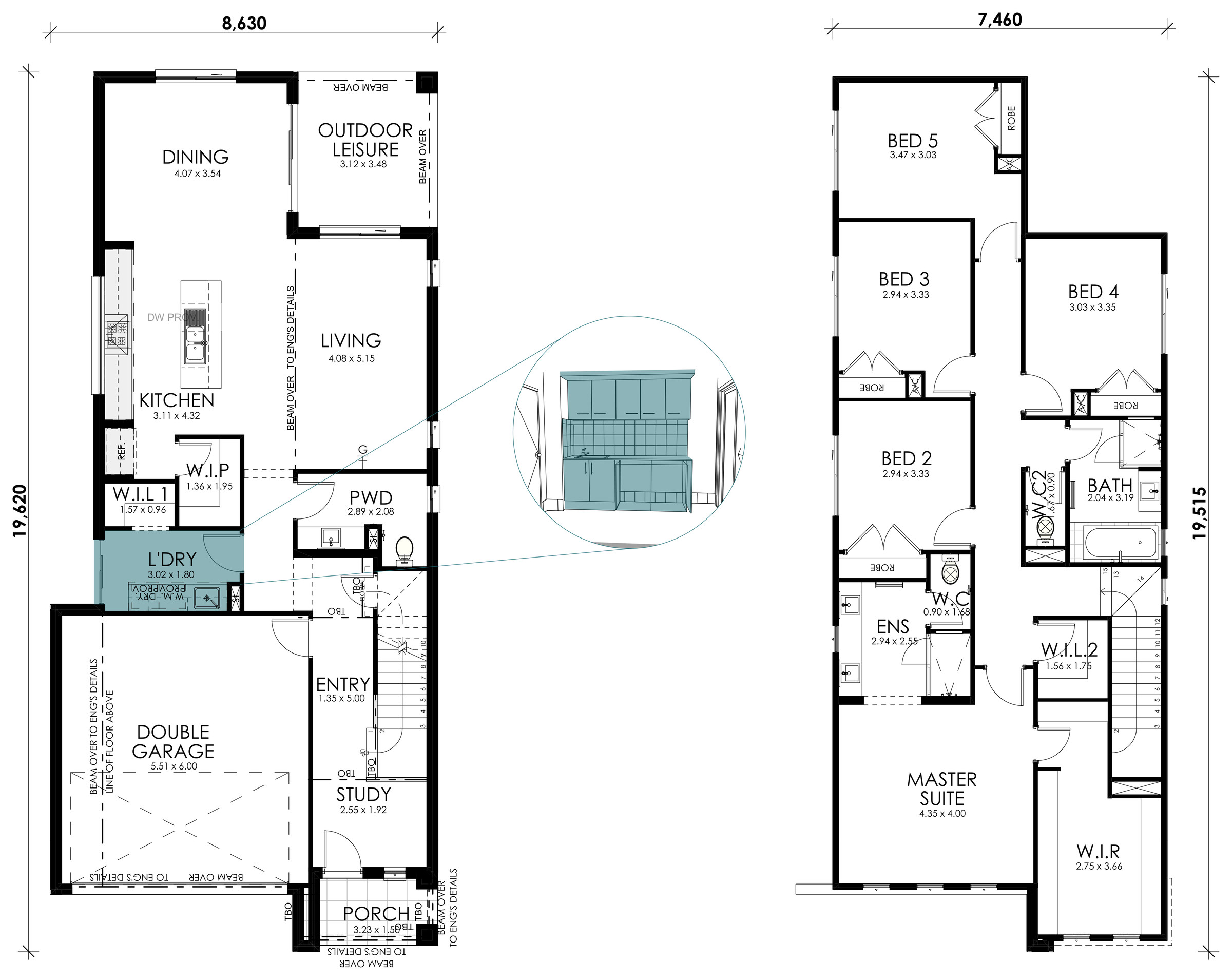 Magnolia floorplan option: Laundry Fitout with Overhead Cabinetry