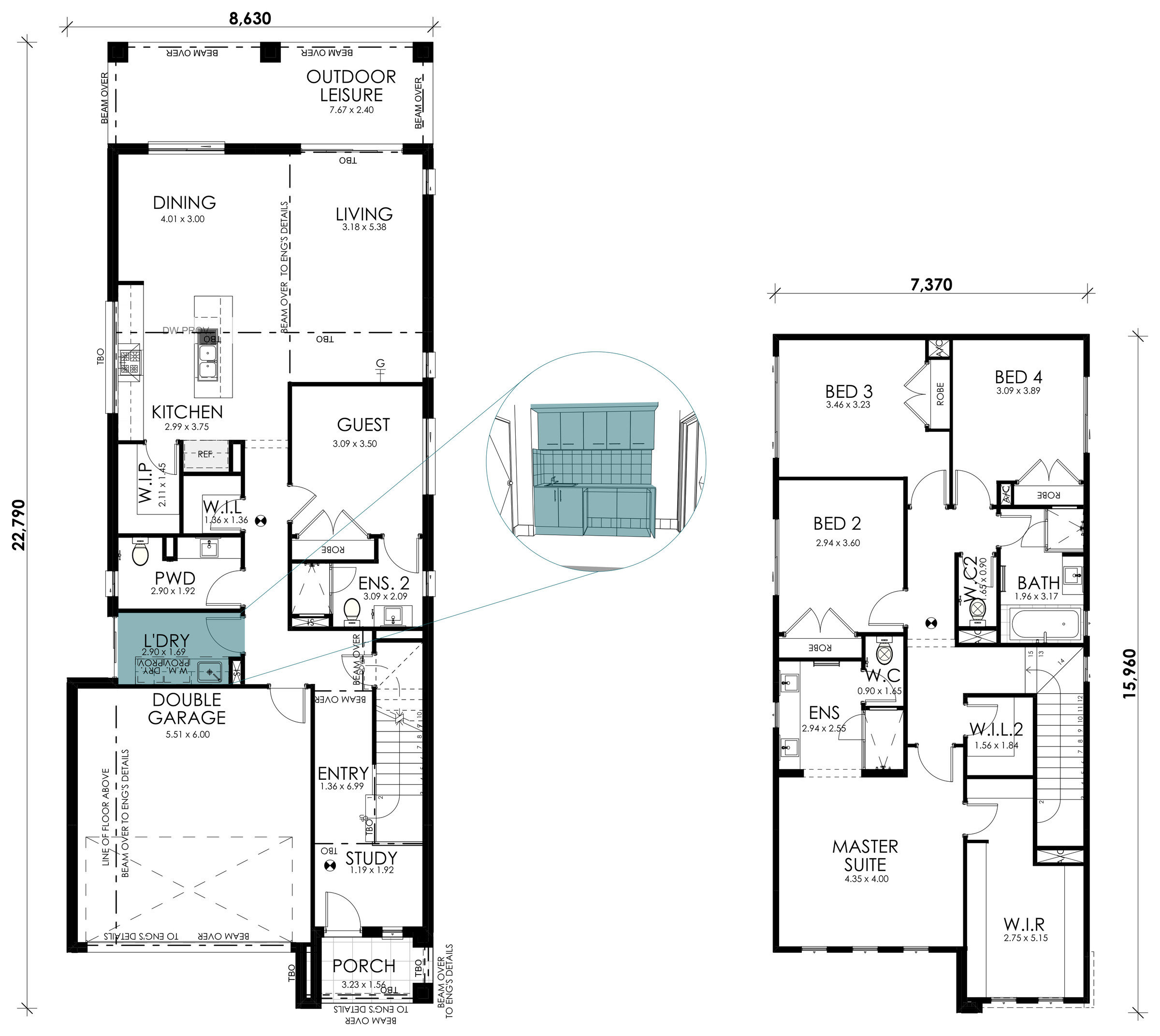 Magnolia floorplan option: Laundry Fitout with Overhead Cabinetry