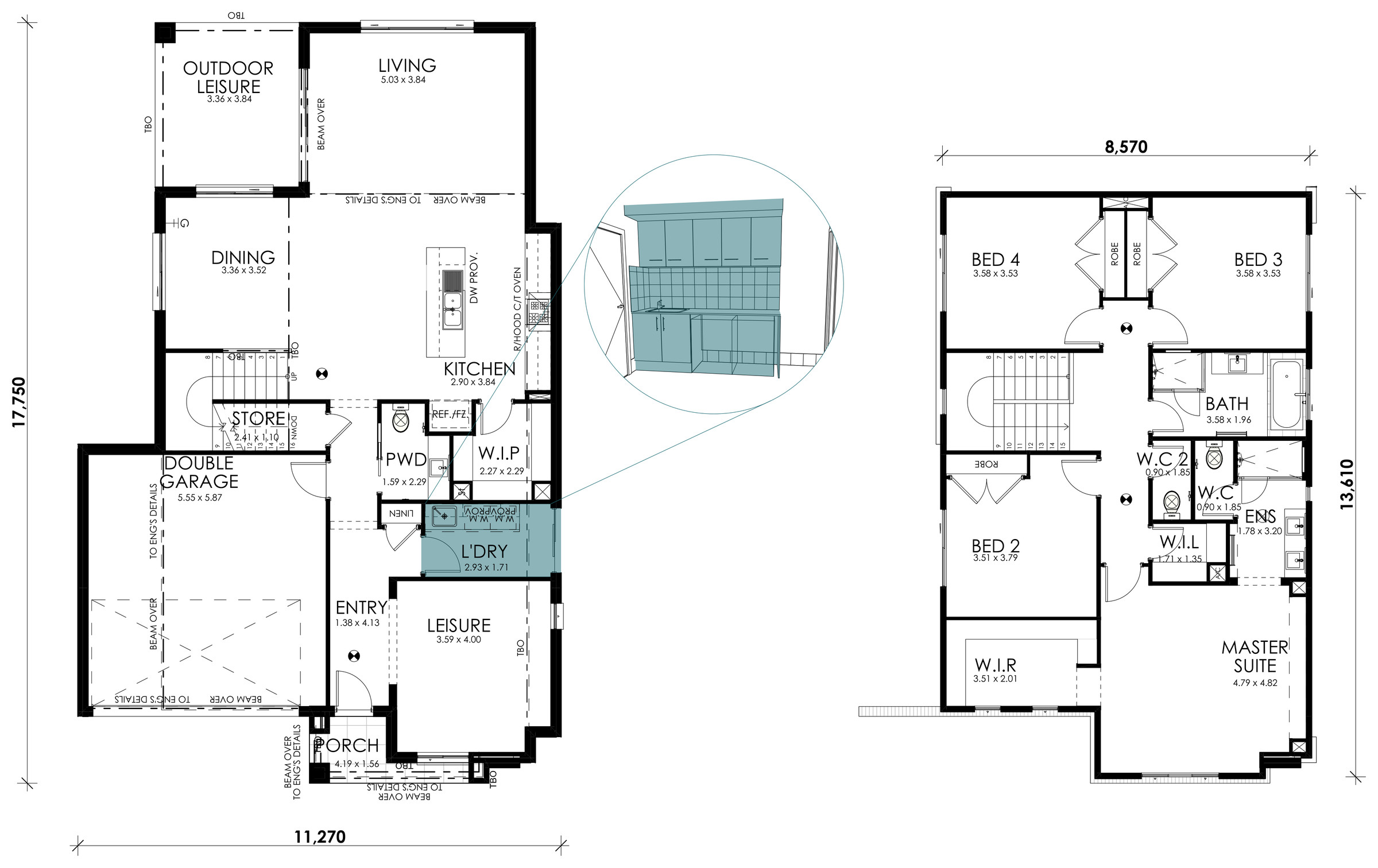 Sage floorplan option: Laundry Fitout with Overhead Cabinetry