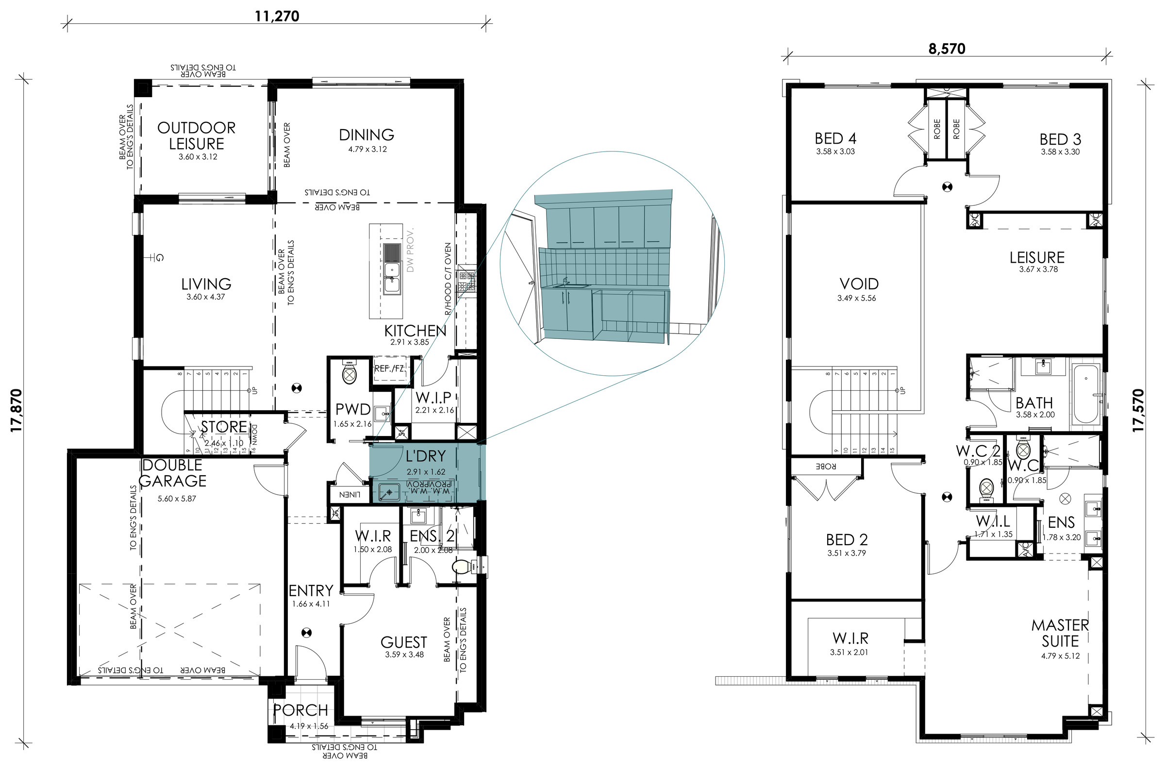 Sage floorplan option: Laundry Fitout with Overhead Cabinetry