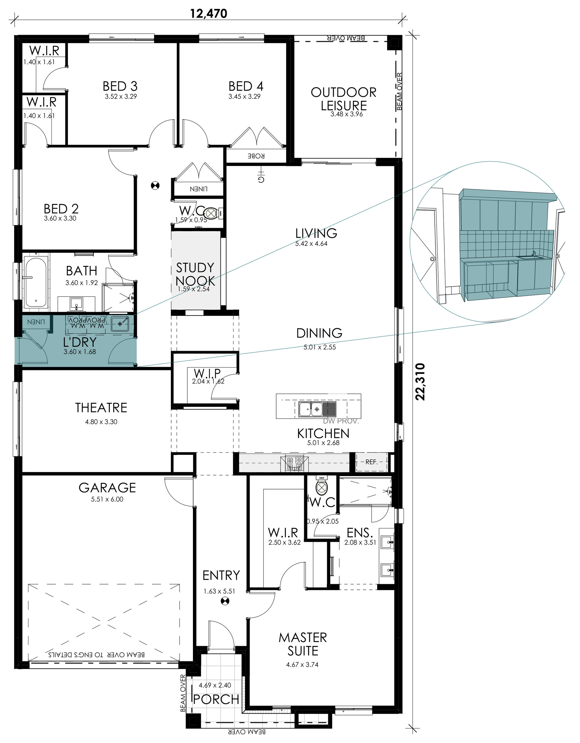 Aurelia floorplan option: Laundry Fitout with Overhead Cabinets