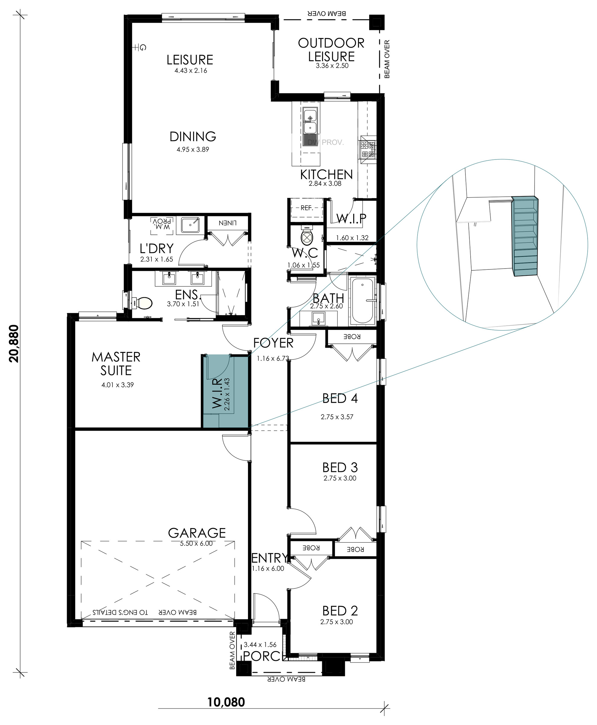 Horizon floorplan option: Master Robe and Shelf Tower