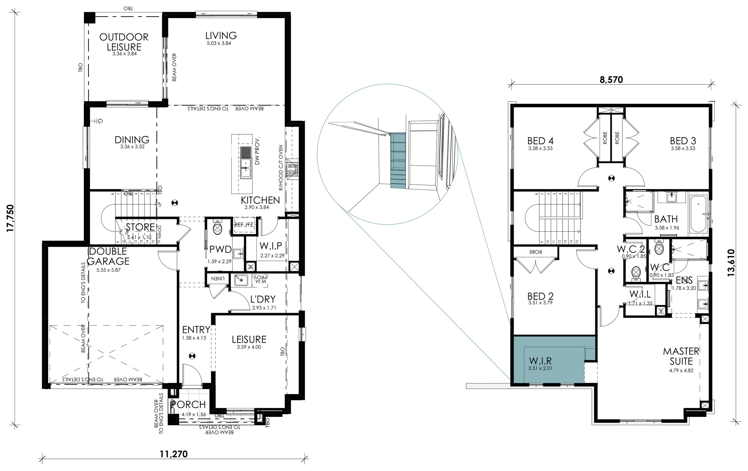 Sage floorplan option: Master Robe Drawer and Shelf Tower
