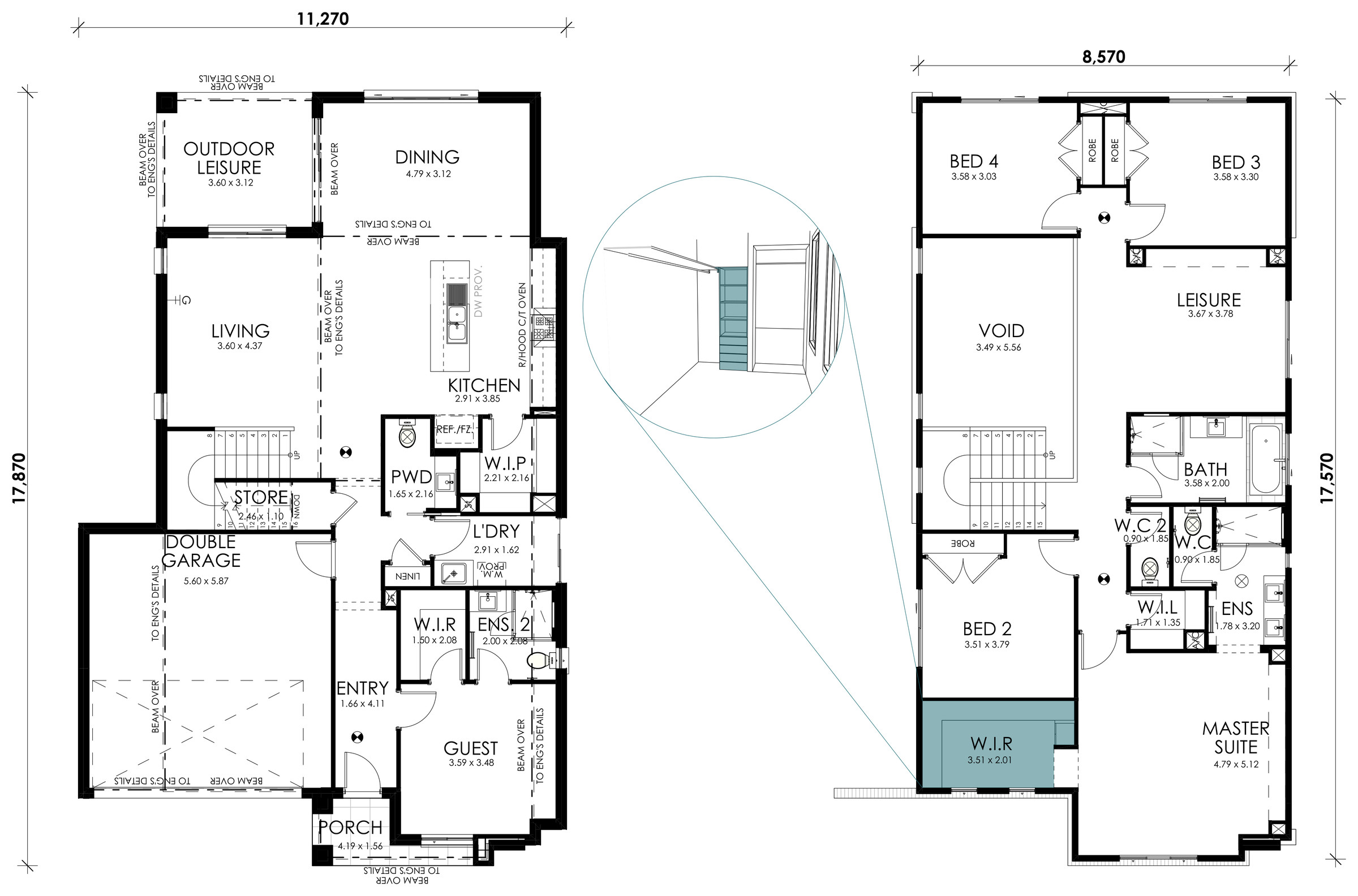 Sage floorplan option: Master Robe Drawer and Shelf Tower