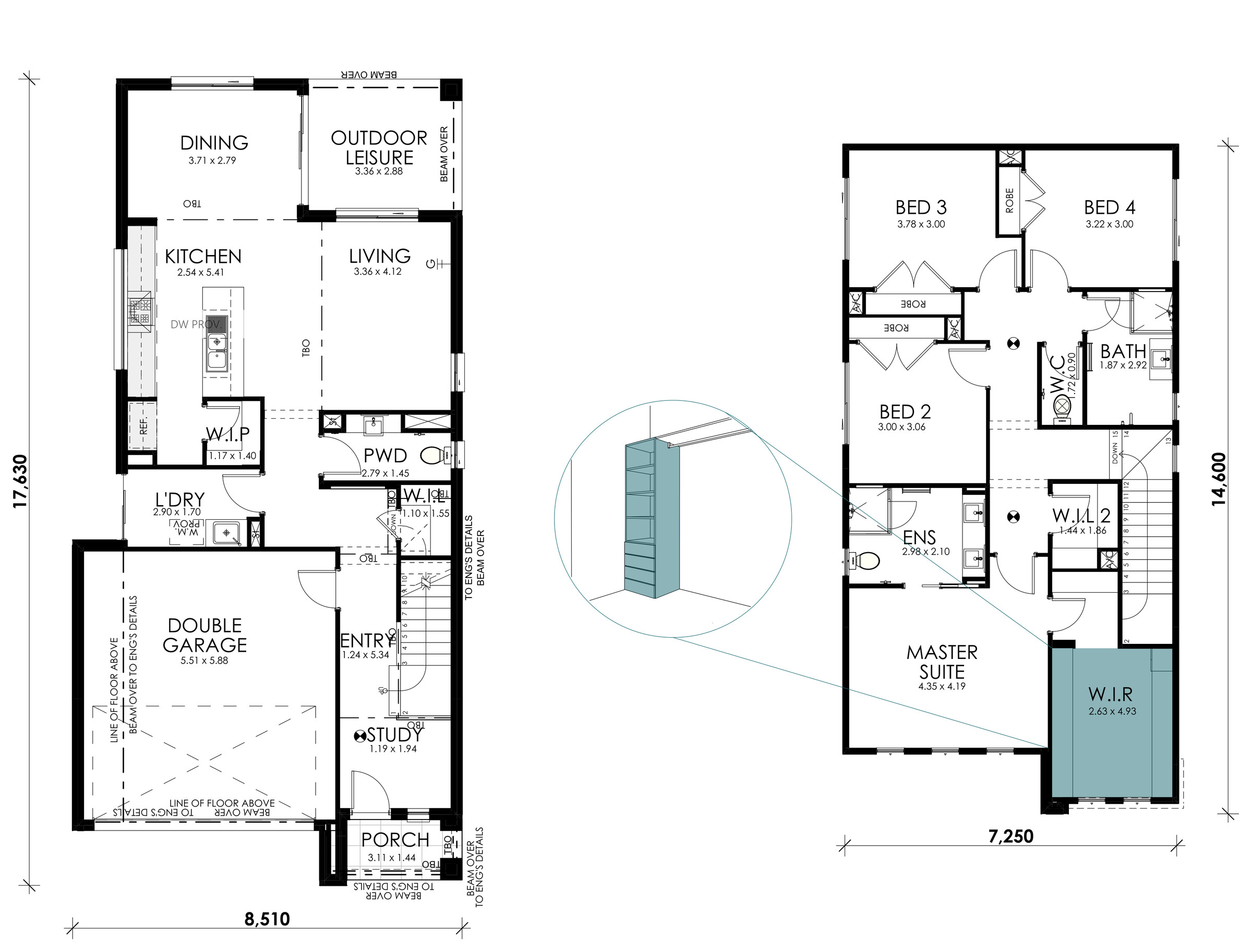 Sienna floorplan option: Master Robe Drawer and Shelf Tower