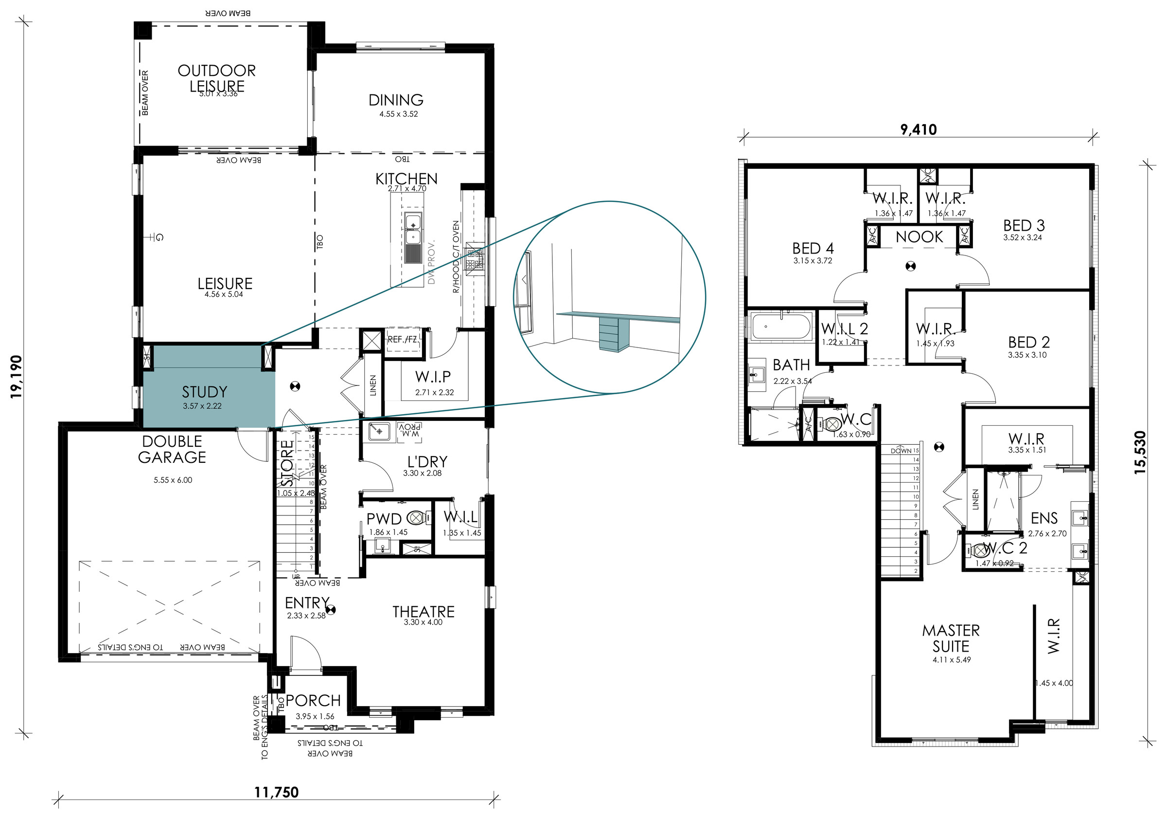 Coastline floorplan option: Study Fitout