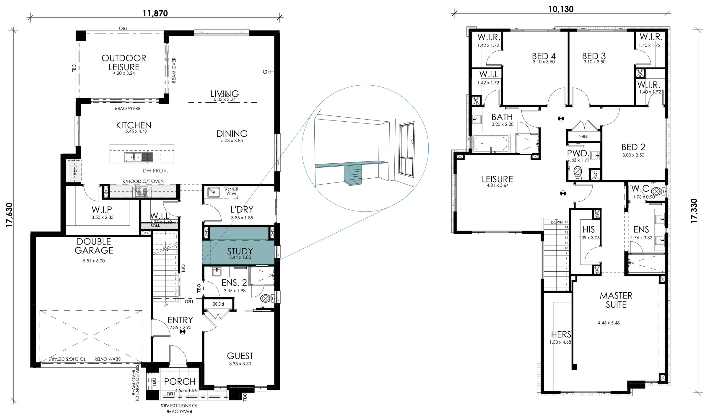 Solstice floorplan option: Study Fitout