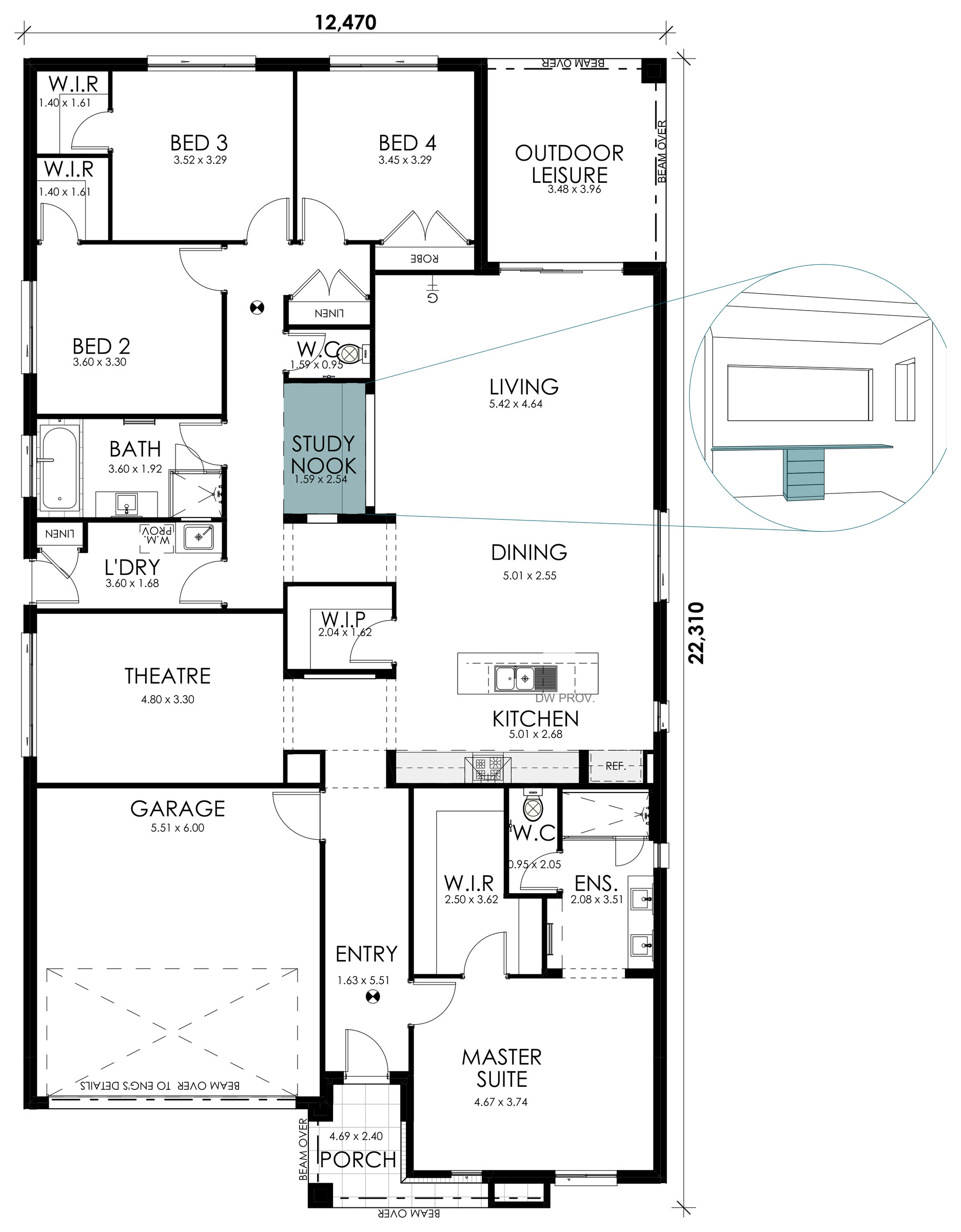 Aurelia floorplan option: Study Fitout