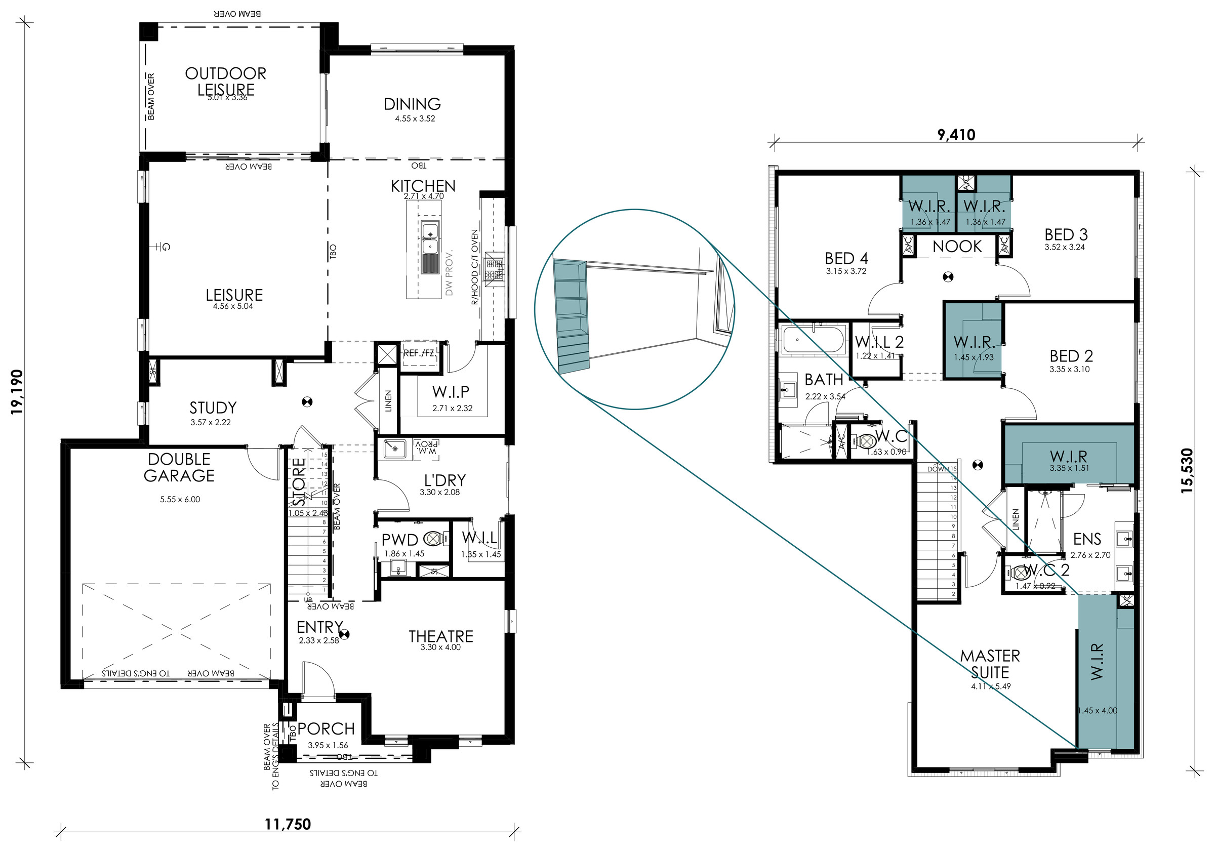 Coastline floorplan option: WIR Drawer and Shelf Tower